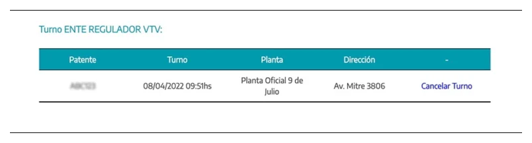 Paso 3 para consultar o cambiar el turno de la VTV en Lisandro Olmos